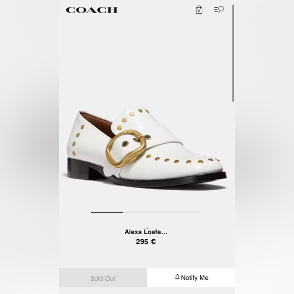 New Coach Studded White Leather Loafers Buckle Gucci Prada Labucq Celine Alexa - Picture 4 of 11